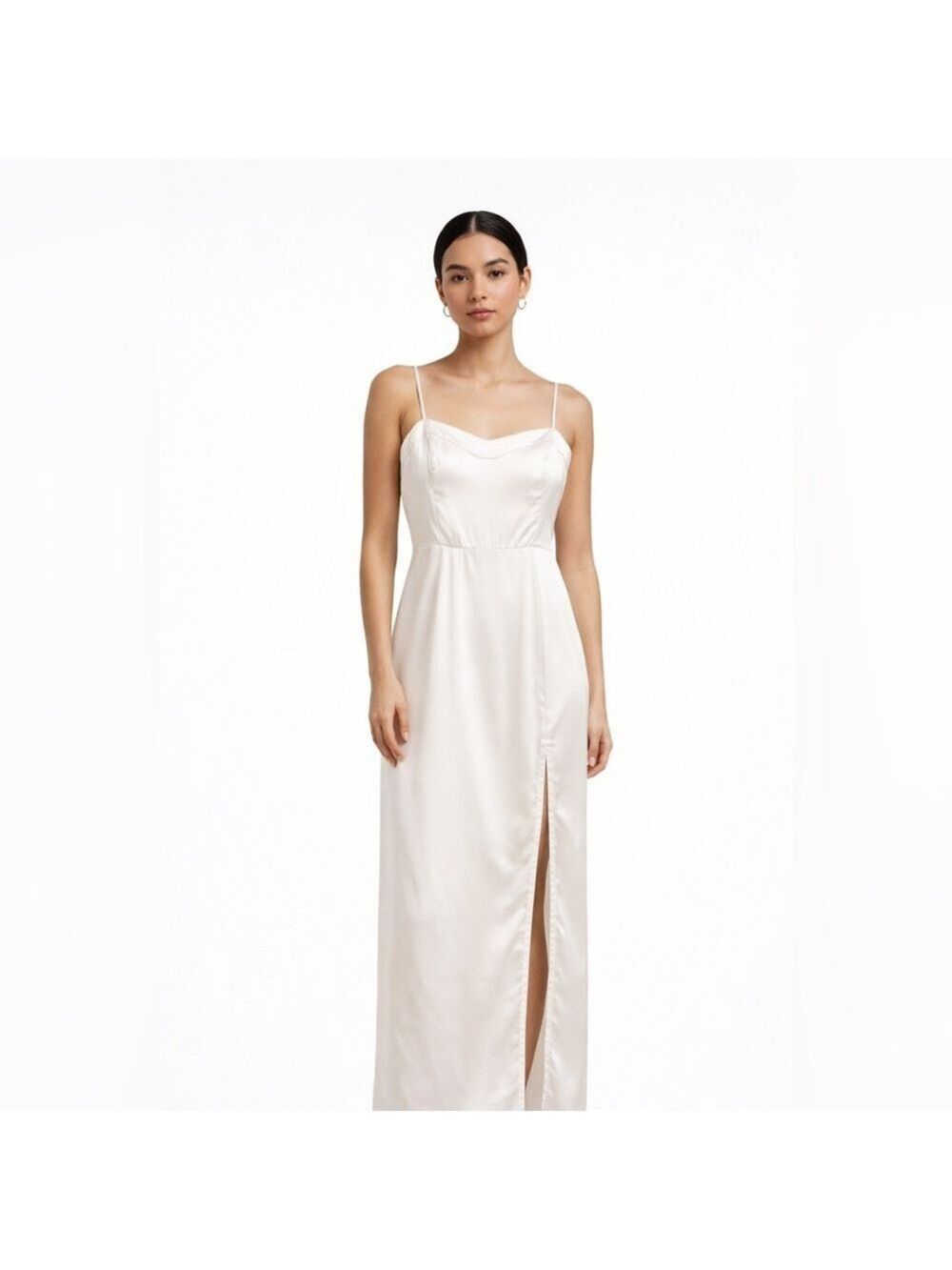 Abercrombie and Fitch Ivory Satin Slip Maxi Dress